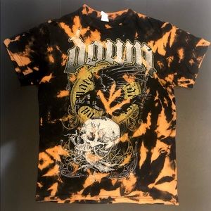 Custom bleach tie dye metal band Down t shirt.